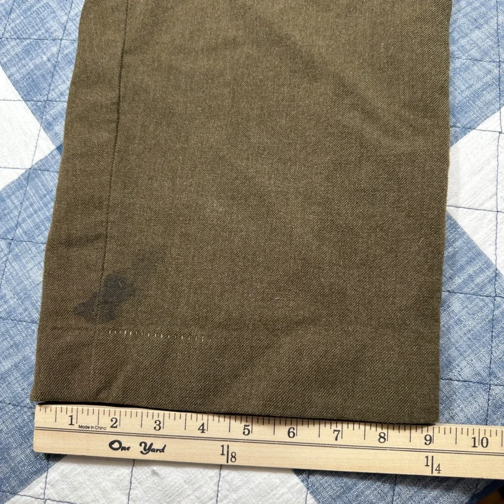 True Vintage 50s Military Wool Trousers Olive Drab Button Fly Suspender Buttons